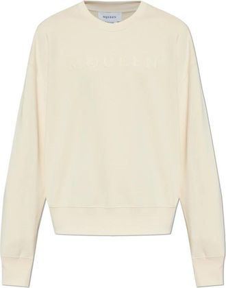 Alexander McQueen Hoodies & sweatvesten, Heren, Beige, 2Xl, Katoen, Logo Sweatshirt