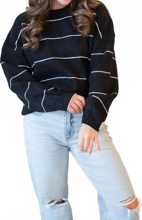 French Connection Riddley Knit Stripe Crewneck Sweater In Black