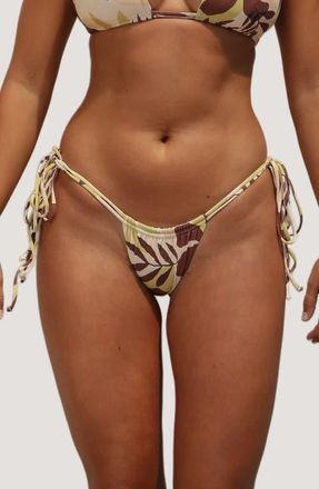 Stone Fox Swim Seraya Strappy Side Tie Bikini Bottom in Tropical Tonal at Nordstrom, Size X-Large