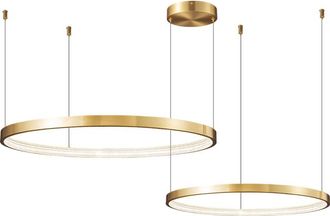 OEM Zing Ring Double 60 B - L&aacute;mpara De Ara&ntilde;a Led De 60 Cm Con Dos Anillos De Lat&oacute;n Dorado