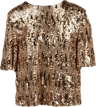 Aniye By Gold Sequin Cropped Top