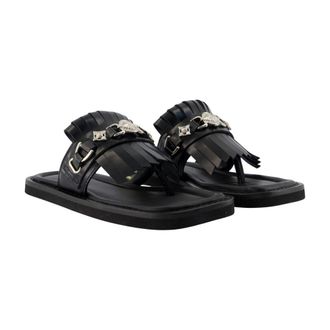 Toga Archives Womens Buckle-Strap Calfskin Sandal Black
