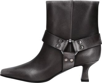 3Juin Avril 055 Enkellaars - Dames - Laarzen met Hak - Zwart - 36 EU - Leer - Schoenen