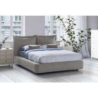 Dmora Dmora - Cama Matrimonial Dbonn, Cama Contenedor Con Revestimiento De Tela, 100% Made In Italy, Apertura Frontal, Adecuado Para Colch&oacute;n 160x190 Cm, Gri
