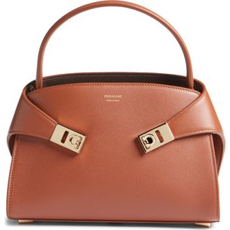 Ferragamo Extra Small Hug Leather Top Handle Bag in New Cognac T Di Moro at Nordstrom