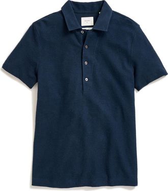 Billy Reid Hemp & Cotton Knit Polo in Carbon Blue at Nordstrom, Size X-Small