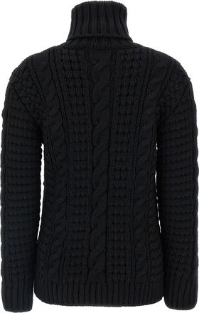 Moncler Cable-Knit Virgin Wool Sweater - Black