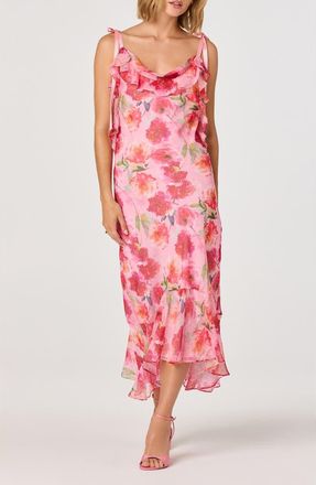 ASTR the Label Nissa Floral High-Low Dress in Pink Floral at Nordstrom, Size Medium