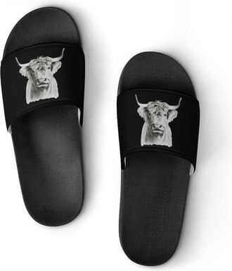 Generic Funny Highland Cow Womens House Slippers for Men Shower Slides Bathroom Shoes Sandals 37 (235mm)