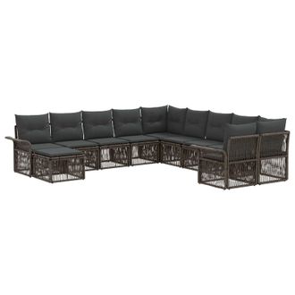 vidaXL Conjunto De Sof&aacute;s De Jard&iacute;n 11 Pcs Gris Y Gris Oscuro Vidaxl