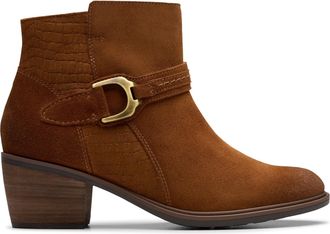 Clarks Neva Buckle in Brown Suede