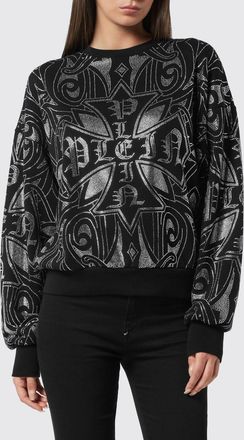 Philipp Plein Felpa in jersey con monogram di strass e spalle cadute
