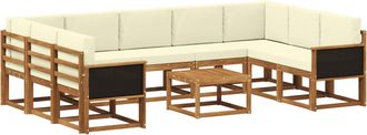 vidaXL Conjunto De Sof&aacute;s De Exterior 10 Uds. Natural Y Crema Vidaxl