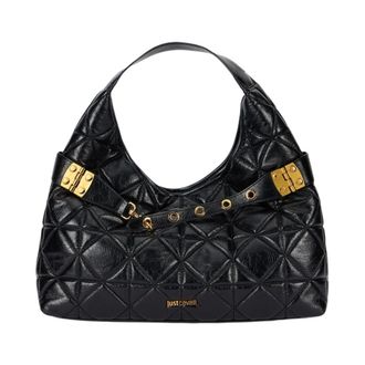 Just Cavalli Handbags, female, Blue, ONE SIZE, Quilted Shoulder Bag with Buckles