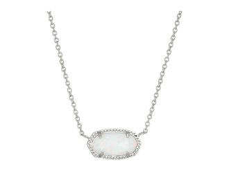 Kendra Scott Signature Elisa Rhodium Plated and White Kyocera Opal Pendant Necklace