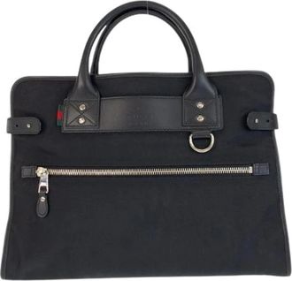 Gucci Pre-owned Nylon Leather Briefcase - Heren - Vintage Shopper - Zwart - ONE Size - Nylon - Vintage