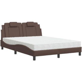 vidaXL Vidaxl - Cama Con Colch&oacute;n Cuero Sint&eacute;tico Marr&oacute;n 120x200 Cm