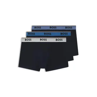 BOSS Three-pack of cotton trunks with logo waistband