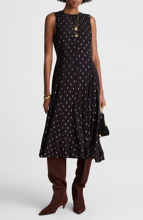 Madewell Sleeveless Flare Midi Dress in Crinkle at Nordstrom, Size 10