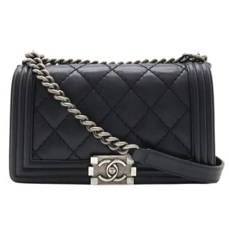 Chanel Pre-owned Leather chanel-bags - Dames - Pre-owned - Zwart - Maat: ONE Size Leer