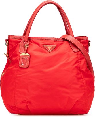 Prada Pre-owned Womens Shopping Tote Nylon Bag - Red Textile - One Size