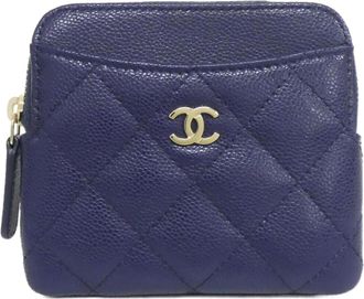 Chanel Navy Grained Calfskin Coin Purse/Coin Case (Pre-Owned)