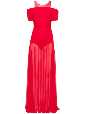 Atu Body Couture Mesh maxi-jurk met ronde hals - Rood