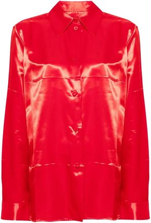 Jil Sander Casual Katoenen Overhemd - Dames - Overhemden - Rood - S - Katoen - Overhemden