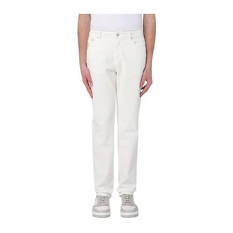 Brunello Cucinelli Slim Fit Jeans, male, White, L, Elegant White Straight Leg Jeans