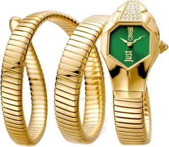 Just Cavalli Womens Glam Snake Quartz Green Dial Watch - Gold - One Size