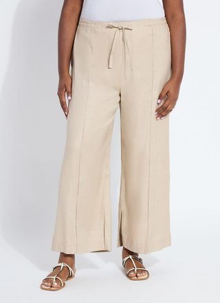 Lyss&eacute; Nixie Drawstring Linen Wide Leg Pant (Curvy, 27 Inseam)