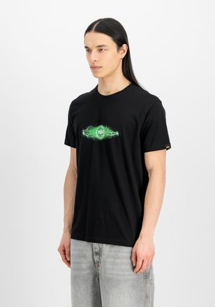 Alpha Industries T-Shirt ALPHA INDUSTRIES Lightning T-Shirt, Herren, Gr. L, gr&uuml;n (schwarz, poisongr&uuml;n), Obermaterial: 100% Baumwolle, Shirts T-Shirt