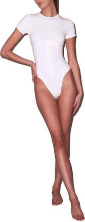 Fleur du Mal Organic Cotton T-Shirt Bodysuit in Ivory at Nordstrom, Size X-Large