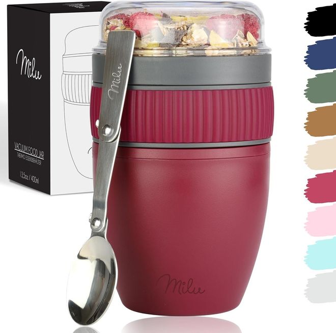 Milu Mslibecher to go 400ml MsliMax I isolierter Edelstahl Joghurtbecher  fr Msli I auslaufsicherer Becher mit Lffel fr Yoghurt/Porridge  (Schwarz) ab 33,95  - auf Stylight
