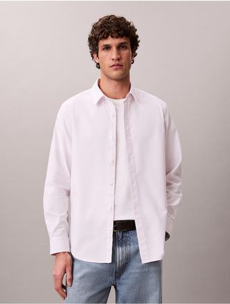 Calvin Klein Jeans Calvin Klein Mens Cotton Stretch Stripe Oxford Classic Button-Down Shirt - Pink - 2XL