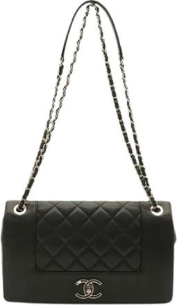 Chanel Pre-owned Mademoiselle Vintage Double Flap Chain Shoulder Bag - Dames - Vintage Schoudertas - Zwart - ONE Size - Leer - Vintage