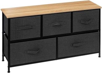 5five Simply Smart C&oacute;moda Baja Tissa De 5 Cajones Dormitorio En Roble Claro Y Gris Oscuro Acero 100x55 Cm