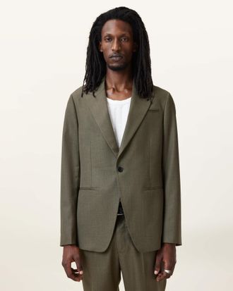 AllSaints Mens Polyester Ward Single Breasted Blazer, Size: 40