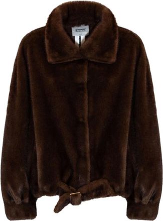 S.W.O.R.D 6.6.44 6644 Chaqueta de Pelo Sint&eacute;tico - Jackets - Mujer - Marr&oacute;n - S