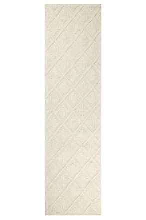 Wecon Home Alfombra de pura lana tejida a mano crema 80x300