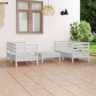 vidaXL Juego De Muebles De Jard&iacute;n 5 Pzas Madera Maciza De Pino Blanco Vidaxl