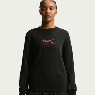 Nike Womens Nike Sportswear Club Fleece Crew-Neck Sweatshirt in Black | IQ1248-010