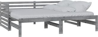 vidaXL Pull-out Day Bed without Mattress Grey 2x(90x200)cm Vidaxl