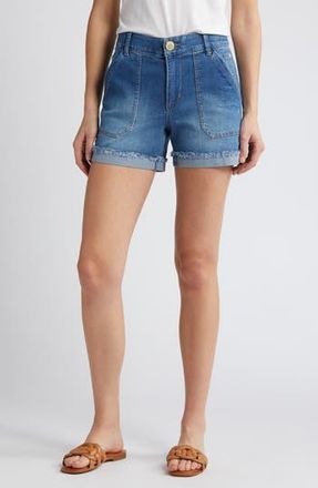 Wit & Wisdom AbSolution Patch Pocket High Waist Denim Shorts in Mid Blue V at Nordstrom Rack, Size 00