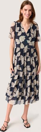 Soaked In Luxury Jersey jurk Feminine Navy Leaf Print multicolour
