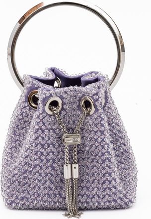 Jimmy Choo London Light Purple Bon Bon Micro Crystals Womens Bucket