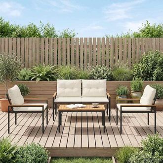 vidaXL Vidaxl Set Mobili Da Esterno 4 Pz Bianco Crema Polyrattan