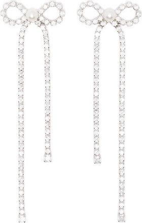 Self Portrait Crystal Droplet Bow Earrings