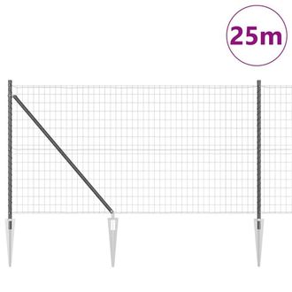 Berkfield Home Stylish Euro Fence with 13 Spike Posts 1x25 m Galvanised Steel Grey
