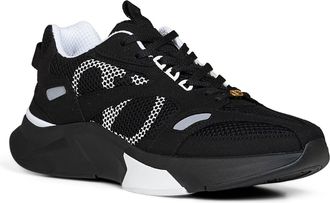 Valentino Garavani Mens Sneakers Demivee Black-Grey Mesh Suede Trainers